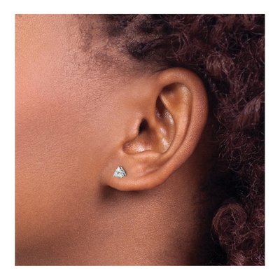Stainless Steel 4mm Trillion CZ Triangle Stud Earrings – view 5