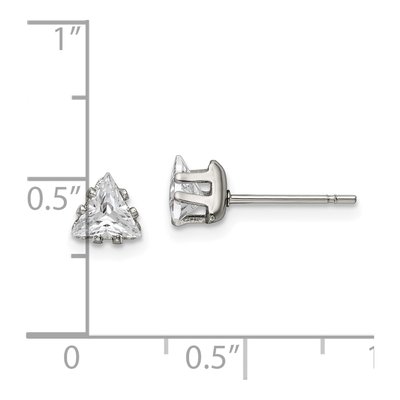 Stainless Steel 5mm Trillion CZ Triangle Stud Earrings – view 6