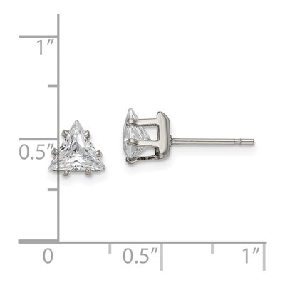 Stainless Steel 6mm Trillion CZ Triangle Stud Earrings – view 6