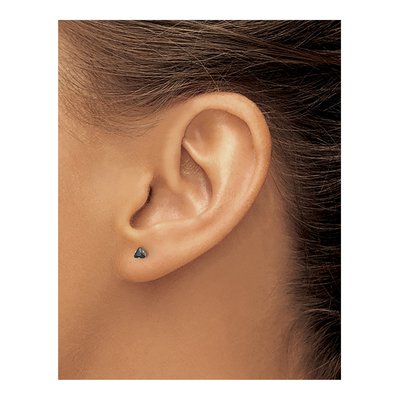 Stainless Steel 3mm Trillion CZ Triangle Stud Earrings – view 5