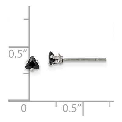 Stainless Steel 3mm Trillion CZ Triangle Stud Earrings – view 6