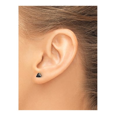 Stainless Steel 4mm Trillion CZ Triangle Stud Earrings – view 5
