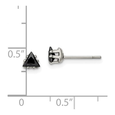 Stainless Steel 4mm Trillion CZ Triangle Stud Earrings – view 6