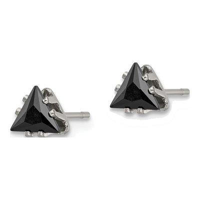 Stainless Steel 5mm Trillion CZ Triangle Stud Earrings – view 4
