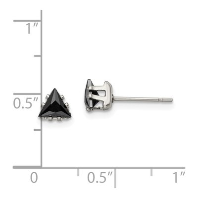 Stainless Steel 5mm Trillion CZ Triangle Stud Earrings – view 6