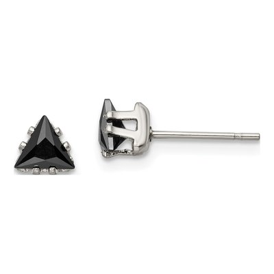 Stainless Steel 5mm Trillion CZ Triangle Stud Earrings