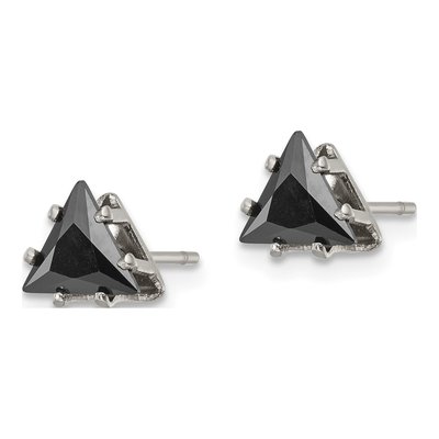 Stainless Steel 6mm Trillion CZ Triangle Stud Earrings – view 4