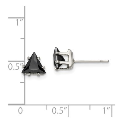 Stainless Steel 6mm Trillion CZ Triangle Stud Earrings – view 6