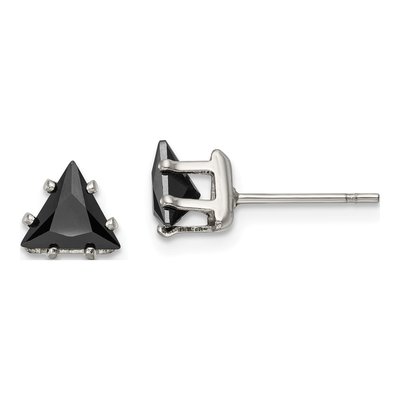 Stainless Steel 6mm Trillion CZ Triangle Stud Earrings