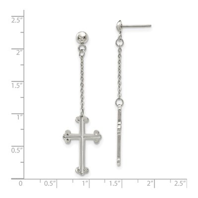 Stainless Steel Cross Dangle Earrings – view 4