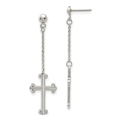 Stainless Steel Cross Dangle Earrings