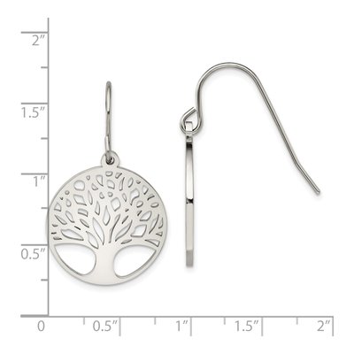 Stainless Steel Tree of Life Cut-Out Dangle Earrings – view 6