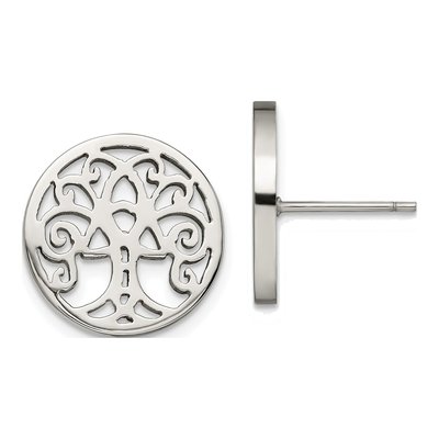 Stainless Steel Tree of Life Stud Earrings