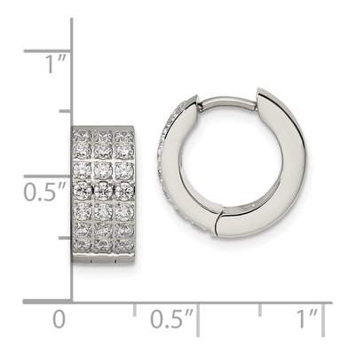 Stainless Steel 13mm CZ Huggie Hoop Earrings – view 6
