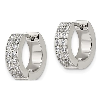 Stainless Steel 13mm CZ Huggie Hoop Earrings – view 4