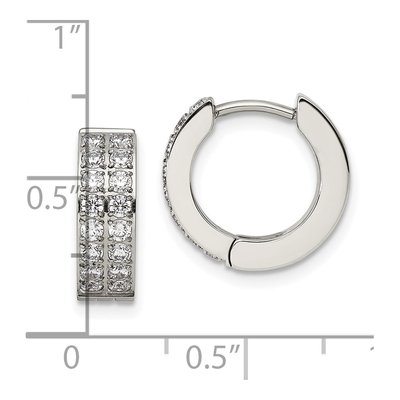 Stainless Steel 13mm CZ Huggie Hoop Earrings – view 6