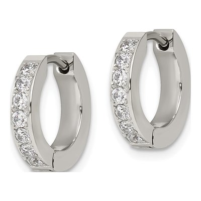 Stainless Steel 13mm CZ Huggie Hoop Earrings – view 4
