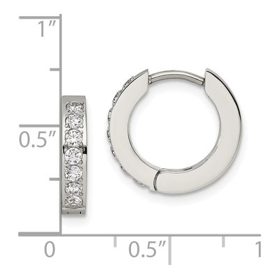 Stainless Steel 13mm CZ Huggie Hoop Earrings – view 6