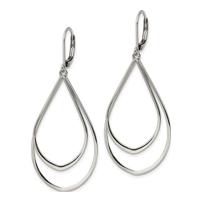 Stainless Steel Teardrop Leverback Earrings – view 4