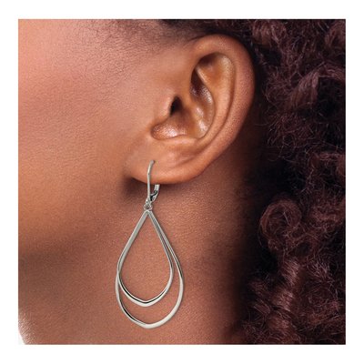 Stainless Steel Teardrop Leverback Earrings – view 5