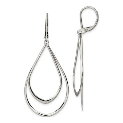 Stainless Steel Teardrop Leverback Earrings