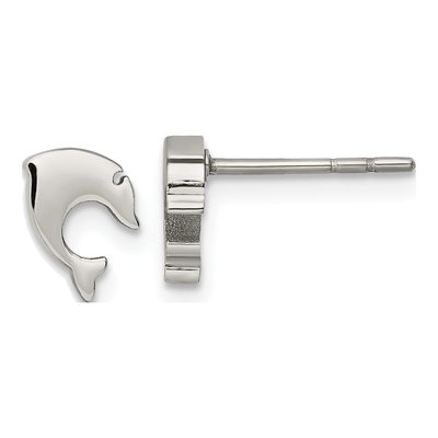 Stainless Steel Dolphin Stud Earrings
