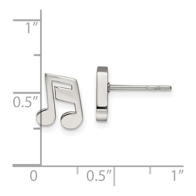 Stainless Steel Music Note Stud Earrings – view 6