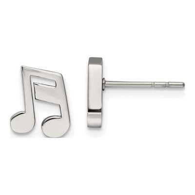Stainless Steel Music Note Stud Earrings