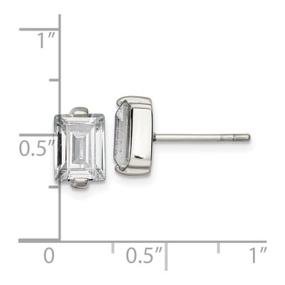 Stainless Steel CZ Rectangle Stud Earrings – view 5