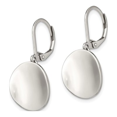 Stainless Steel Curved Disk Leverback Earrings – view 4