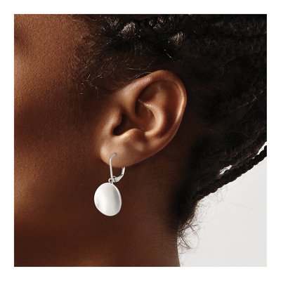 Stainless Steel Curved Disk Leverback Earrings – view 5