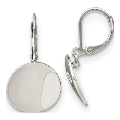 Stainless Steel Curved Disk Leverback Earrings