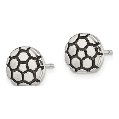 Stainless Steel Soccer Ball Stud Earrings – view 4