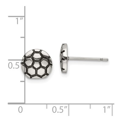 Stainless Steel Soccer Ball Stud Earrings – view 5