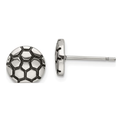 Stainless Steel Soccer Ball Stud Earrings