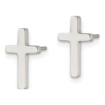 Stainless Steel Cross Stud Earrings – view 4