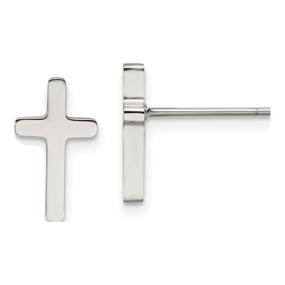 Stainless Steel Cross Stud Earrings