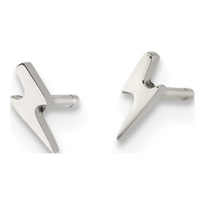 Stainless Steel Lightning Bolt Stud Earrings – view 4