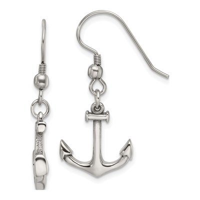 Stainless Steel Anchor Dangle Earrings