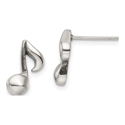 Stainless Steel Music Note Stud Earrings