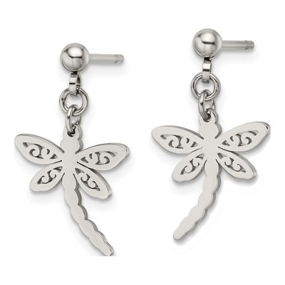 Stainless Steel Dragonfly Dangle Earrings – view 4