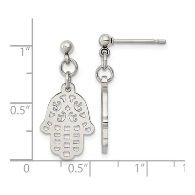 Stainless Steel Hamsa Dangle Earrings – view 6