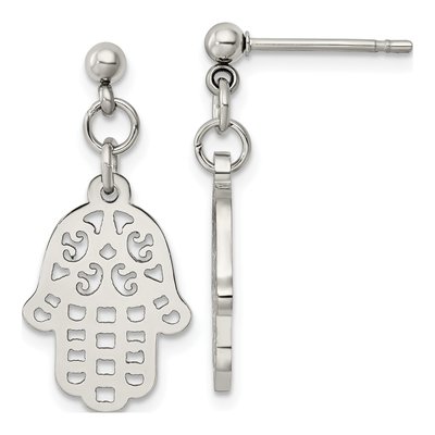 Stainless Steel Hamsa Dangle Earrings