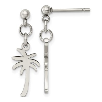 Stainless Steel Palm Tree Dangle Earrings