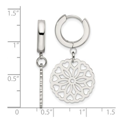 Stainless Steel 36mm Flower Huggie Hoop Earrings – view 6