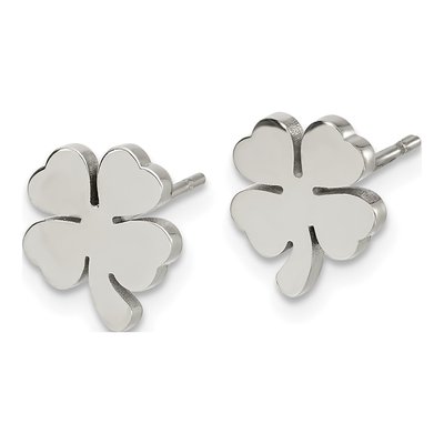 Stainless Steel Four Leaf Clover Stud Earrings – view 4