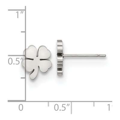 Stainless Steel Four Leaf Clover Stud Earrings – view 6