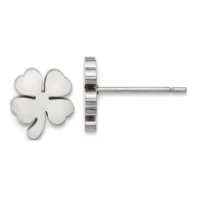 Stainless Steel Four Leaf Clover Stud Earrings