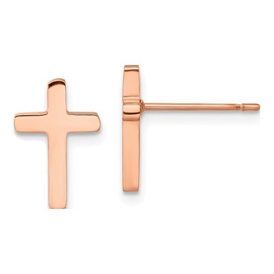 Stainless Steel IP Cross Stud Earrings