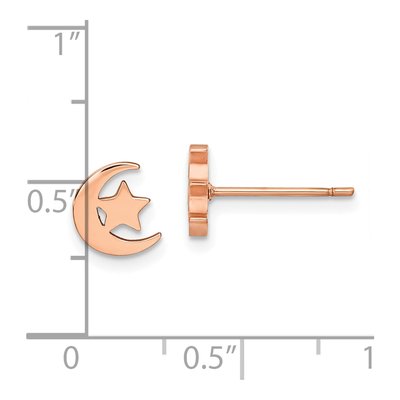 Stainless Steel IP Moon Star Stud Earrings – view 6